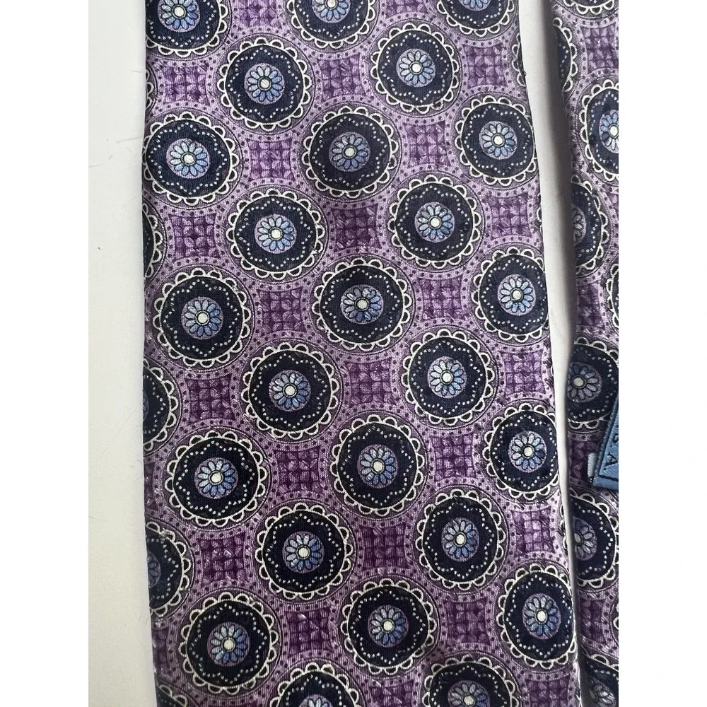 J.Z. Richards Boulder Purple Navy Blue Geometric Silk Tie Extra Long 68 Inch